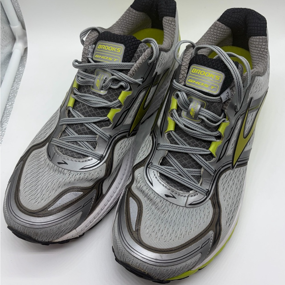 Brooks Ghost 8 Running Shoes, Gray & Lime Green, Men's Size 13‎